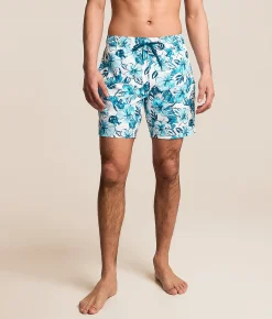 Departwest Omega Seersucker Swim Trunks White Blue Clearance