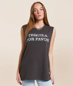Odd People One Two Three Tequilla Tank Top Charcoal Grey Best