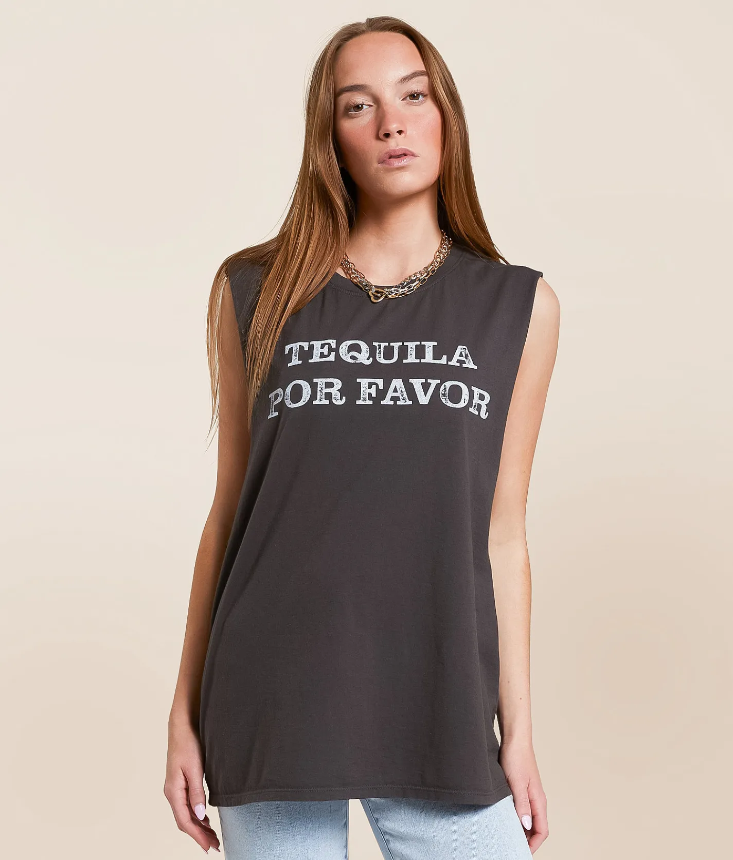 Odd People One Two Three Tequilla Tank Top Charcoal Grey Best
