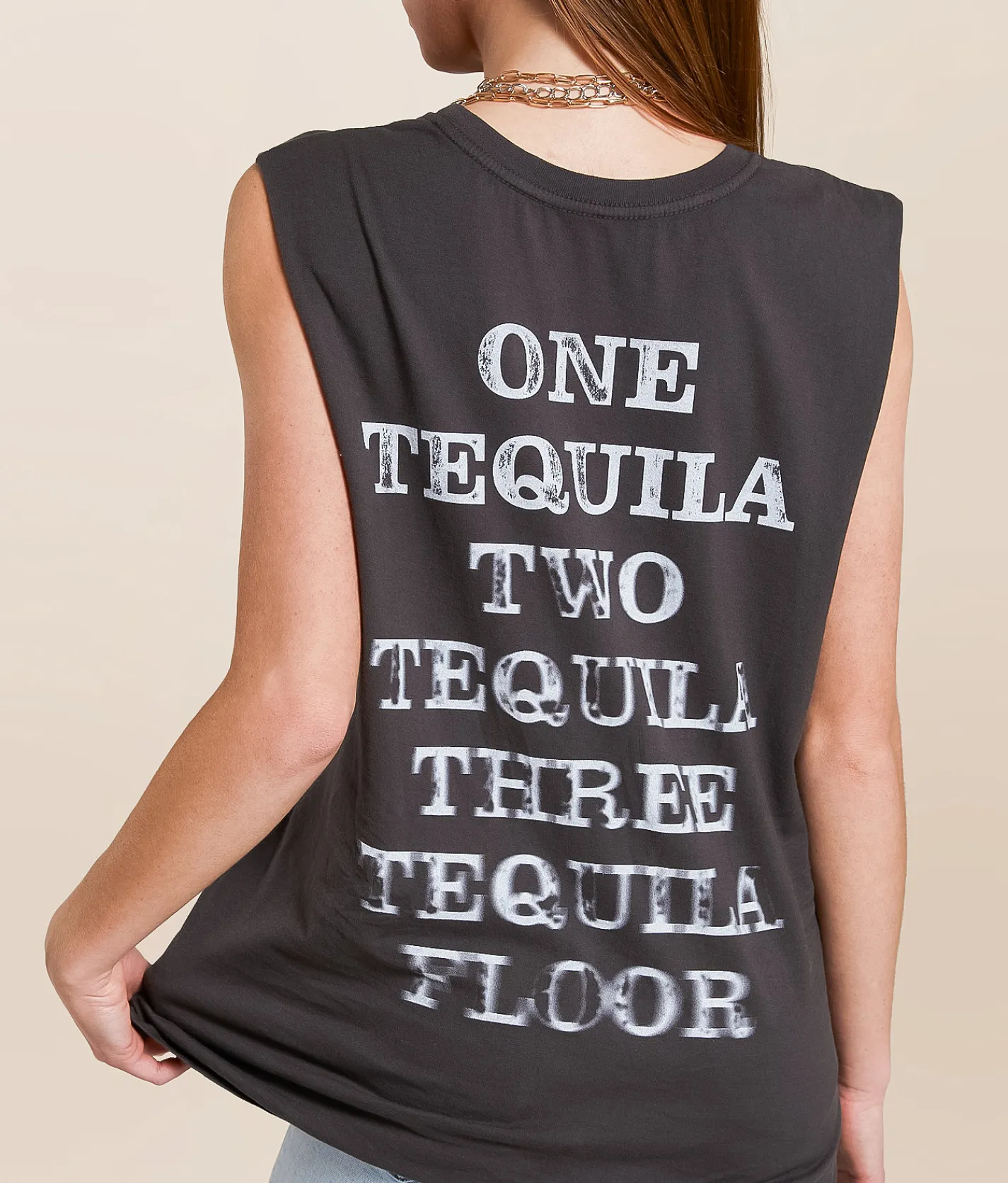 Odd People One Two Three Tequilla Tank Top Charcoal Grey Best