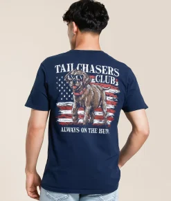 Tail Chasers Club On The Hunt T-Shirt True Navy New