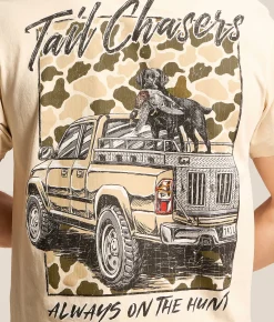 Tops|Graphic T-Shirts | Tail Chasers Club On The Hunt T-Shirt Moonbeam Pigment Dye