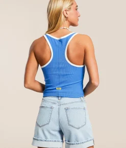 Tops | Duvin On Vacation Cropped Tank Top Blue