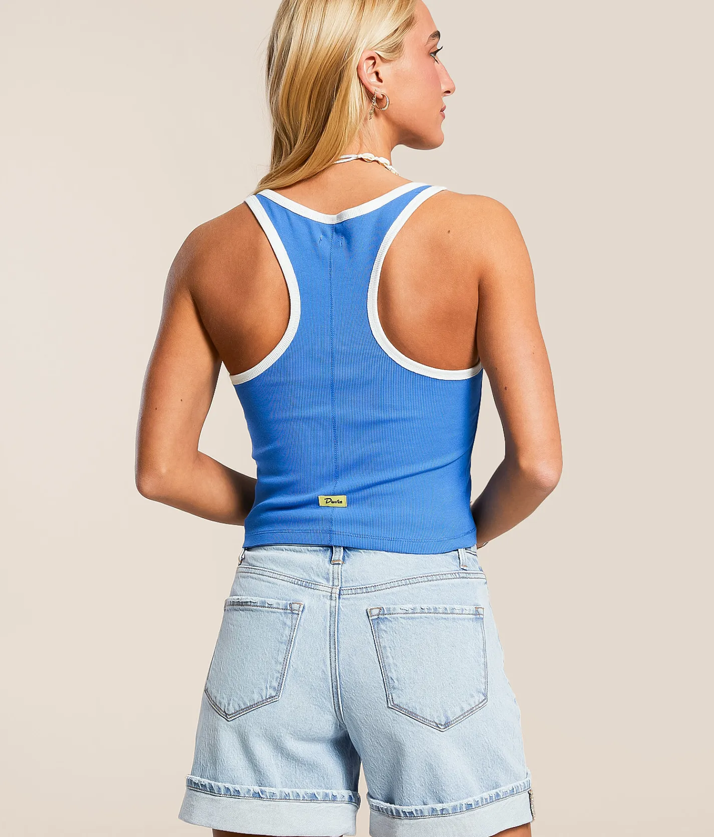 Tops | Duvin On Vacation Cropped Tank Top Blue