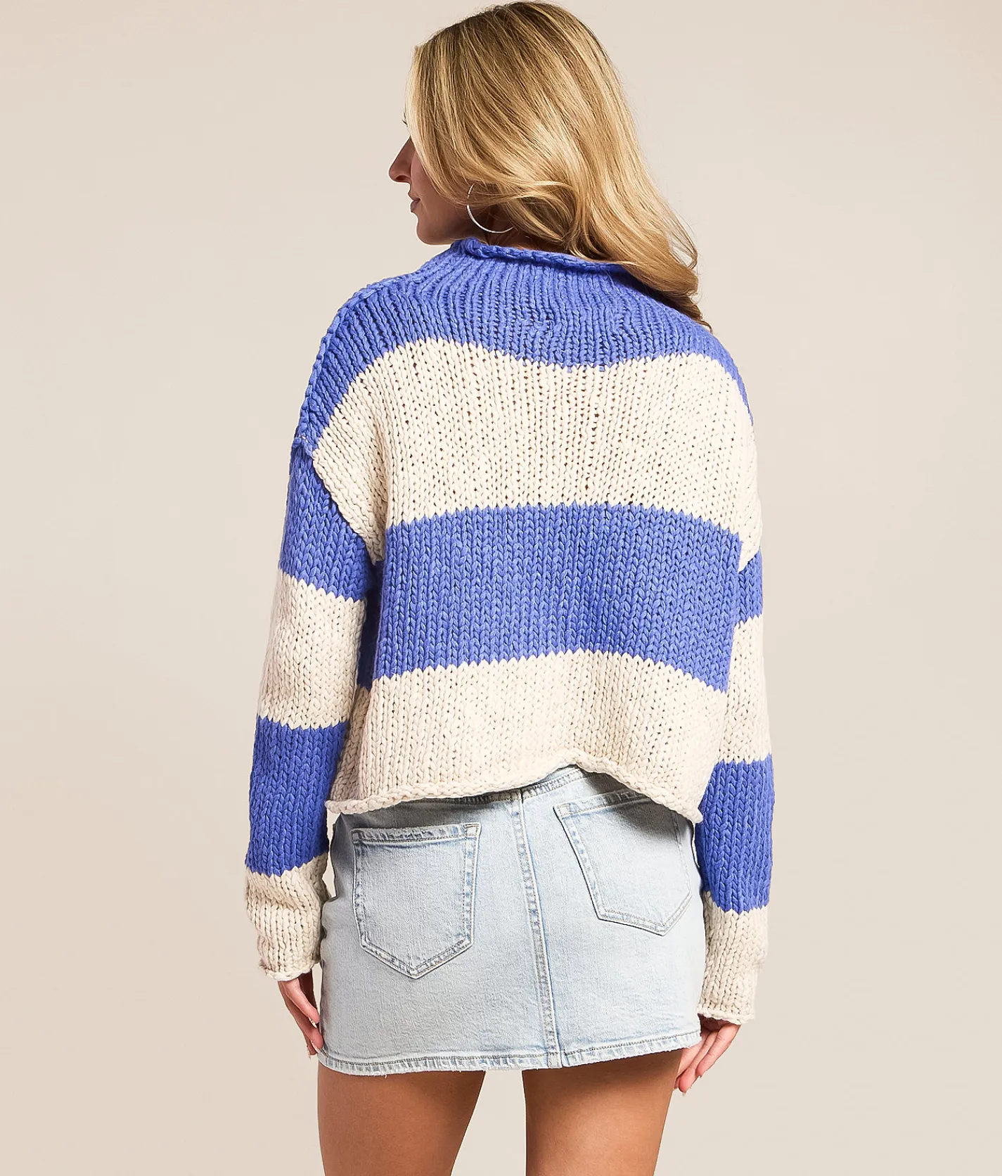 Tops | Free People Opal Rugby Striped Sweater Cobalt Combo