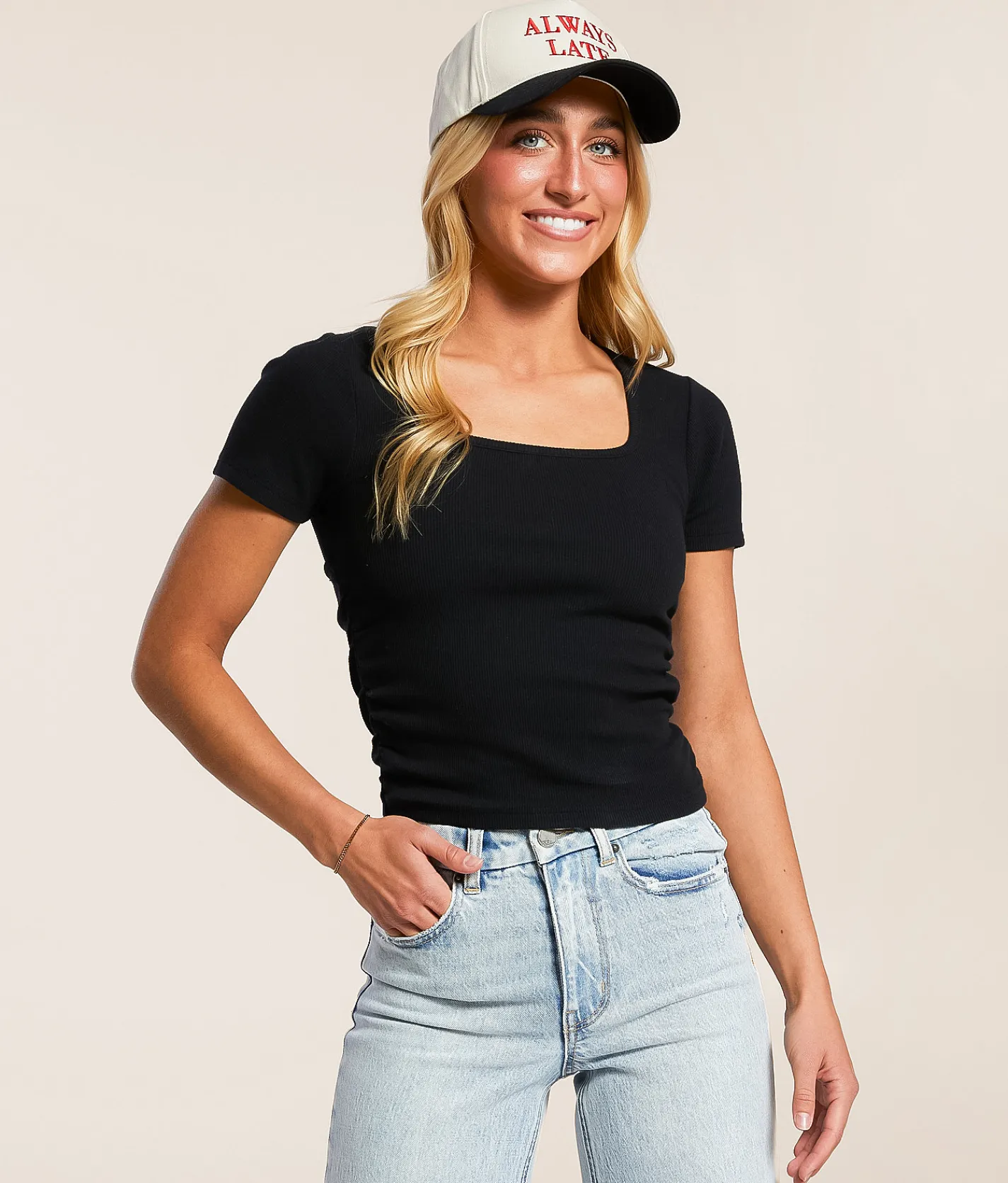 Tops | FITZ + EDDI Open Back Cinch Tie Top Washed Black