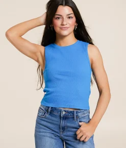 Tops | FITZ + EDDI Open Back Tie Cropped Tank Top Ibiza Blue