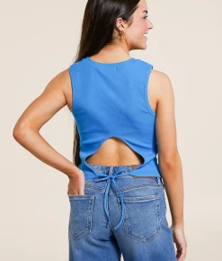 Tops | FITZ + EDDI Open Back Tie Cropped Tank Top Ibiza Blue