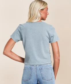 Tops | Billabong Open Late Cropped T-Shirt Blue Shadow