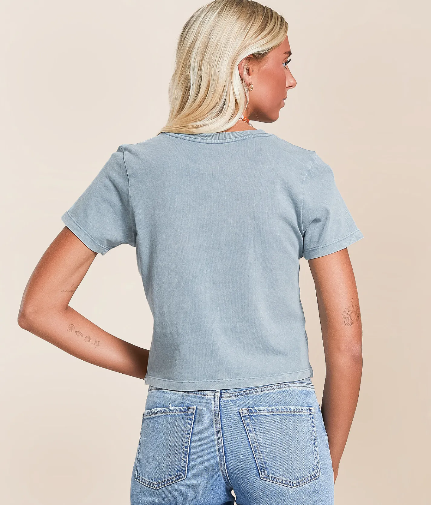 Tops | Billabong Open Late Cropped T-Shirt Blue Shadow