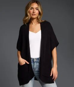 Tops | Buckle Black Open Weave Cardigan Sweater Black