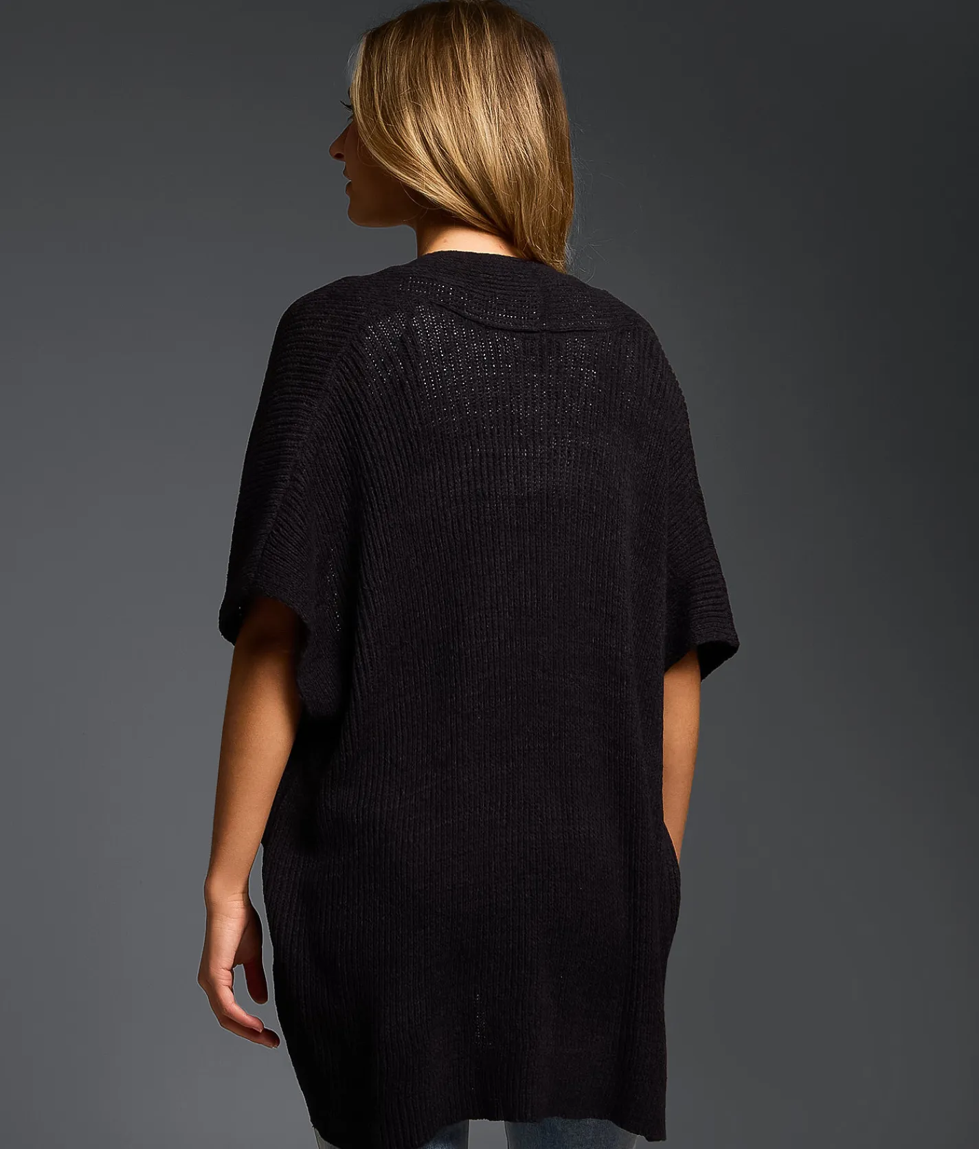 Tops | Buckle Black Open Weave Cardigan Sweater Black