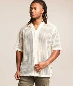 Tops | Sunset x Vine Open Weave Shirt Ecru