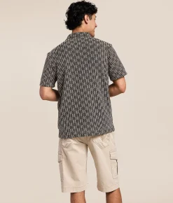 Tops | Nova Industries Open Weave Shirt Black Cream