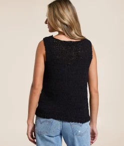 Blu Pepper Open Weave Tank Top Black Discount