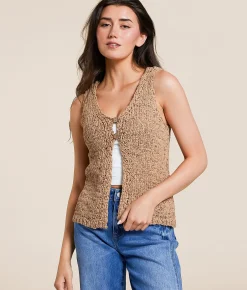 Blu Pepper Open Weave Tank Top Sand Clearance