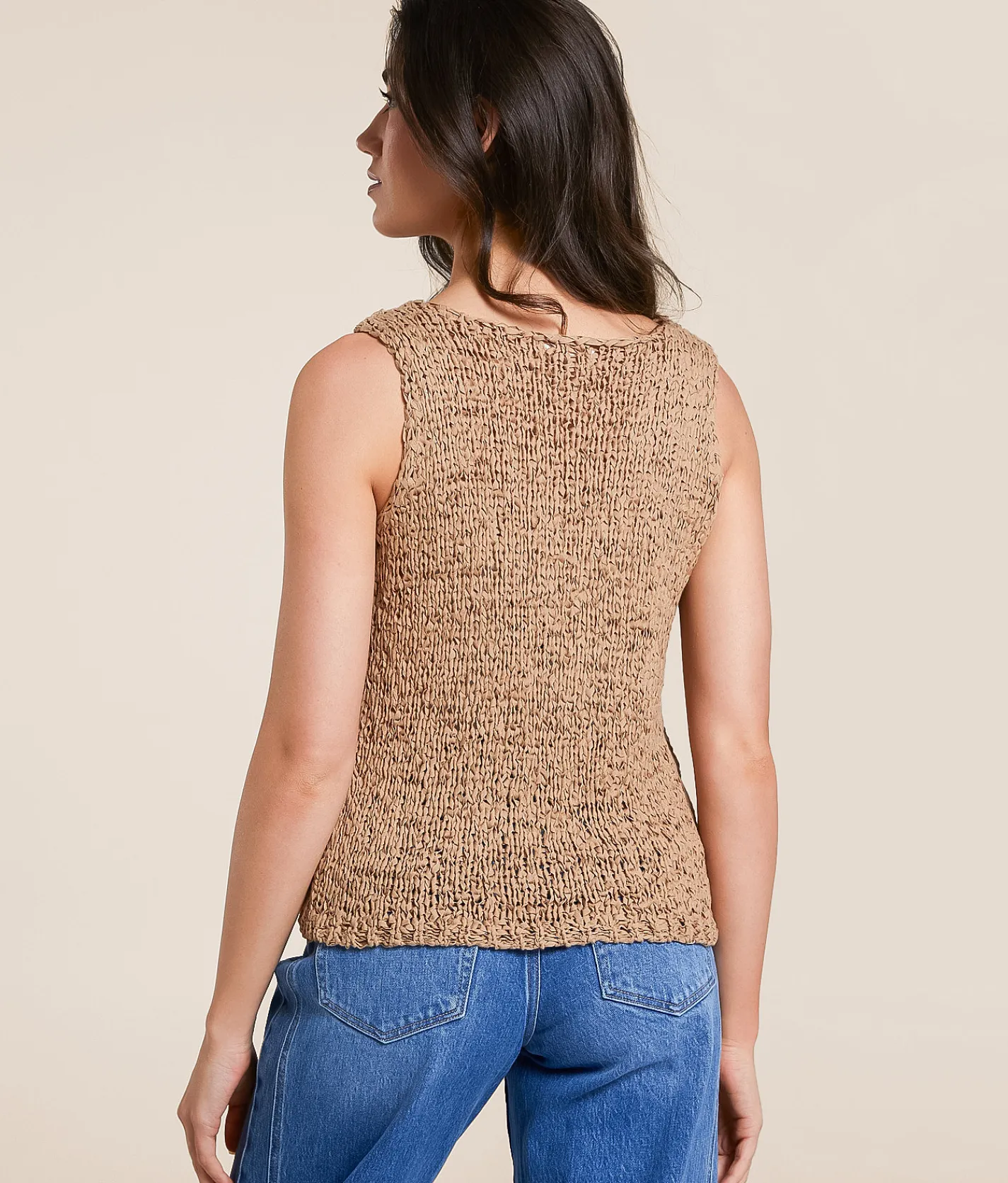 Blu Pepper Open Weave Tank Top Sand Clearance