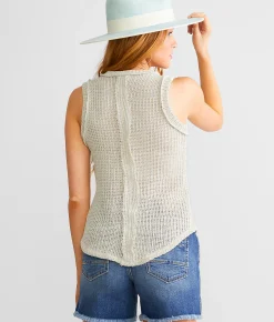 BKE Open Weave Tank Top Sea Spray Online