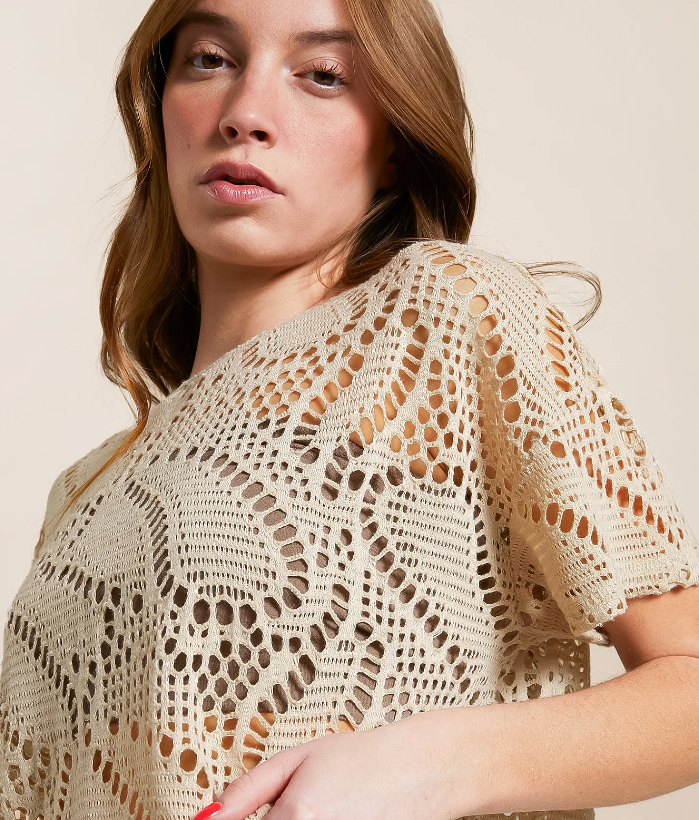 Gilded Intent Open Weave Top Stone Sale
