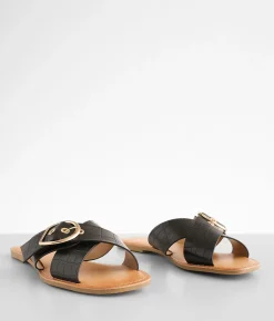 Shoes | Soda Oregans Buckle Sandal Croco Black