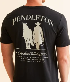 Pendleton Original Western Wear Cowboy T-Shirt Vintage Black Discount