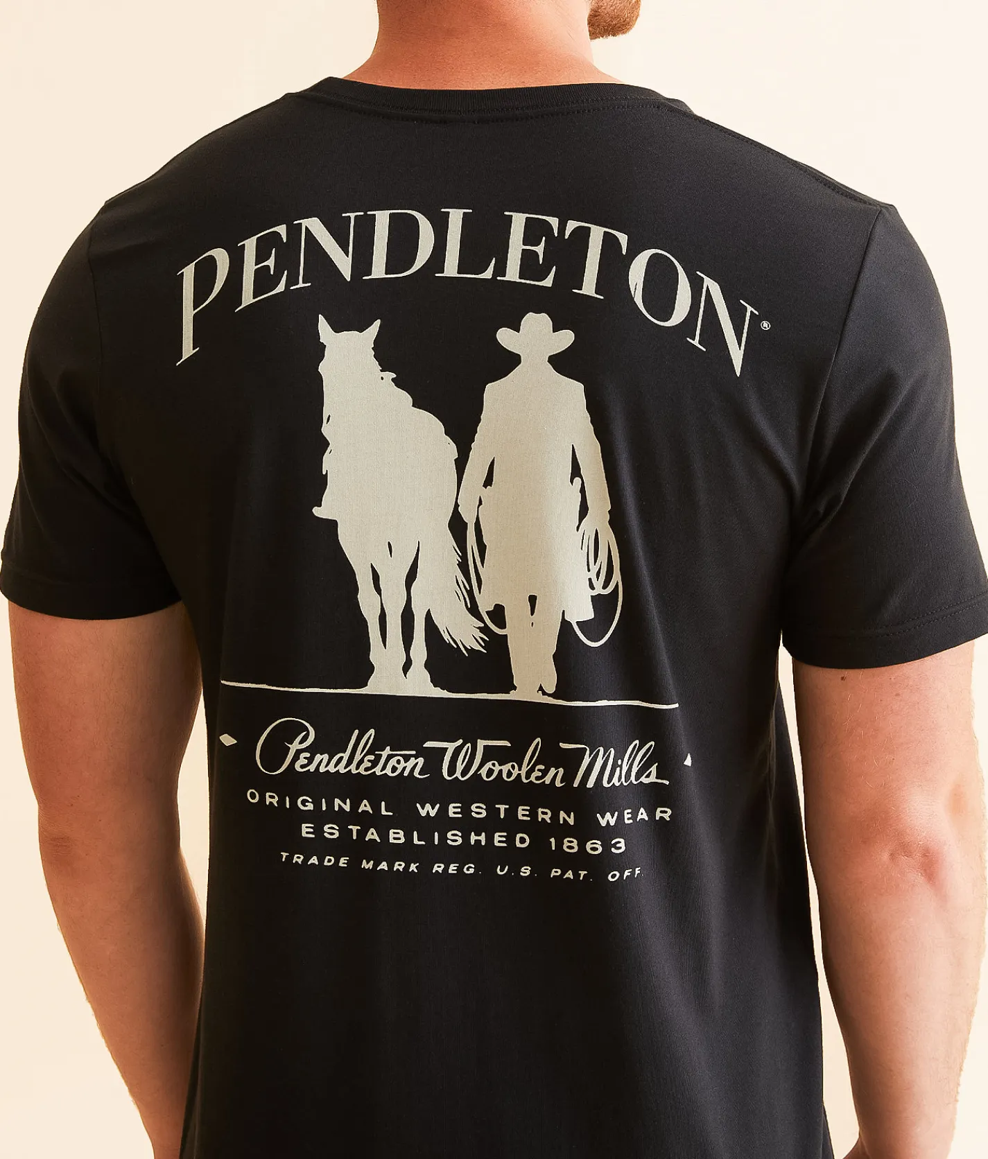 Pendleton Original Western Wear Cowboy T-Shirt Vintage Black Discount