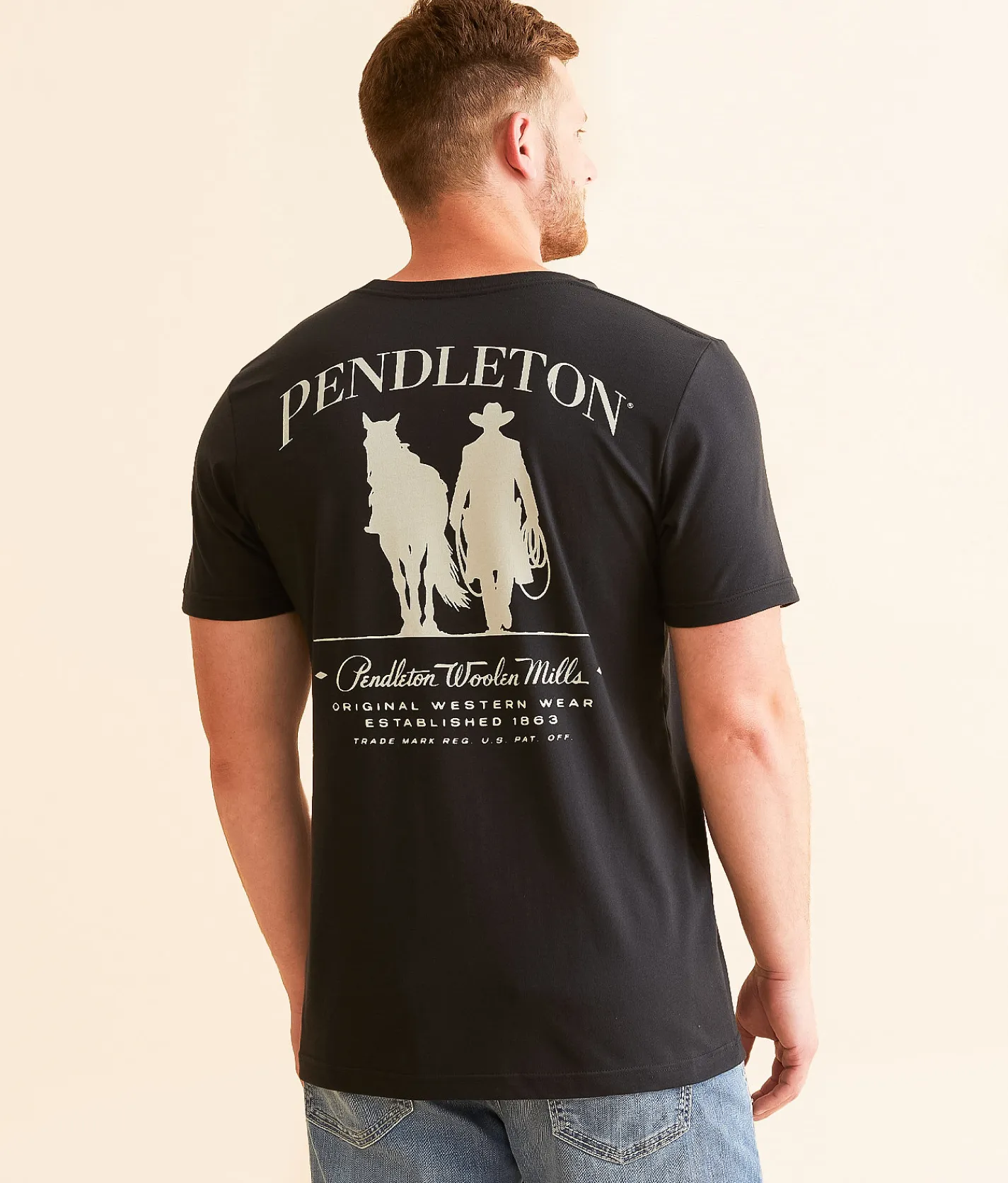 Pendleton Original Western Wear Cowboy T-Shirt Vintage Black Discount