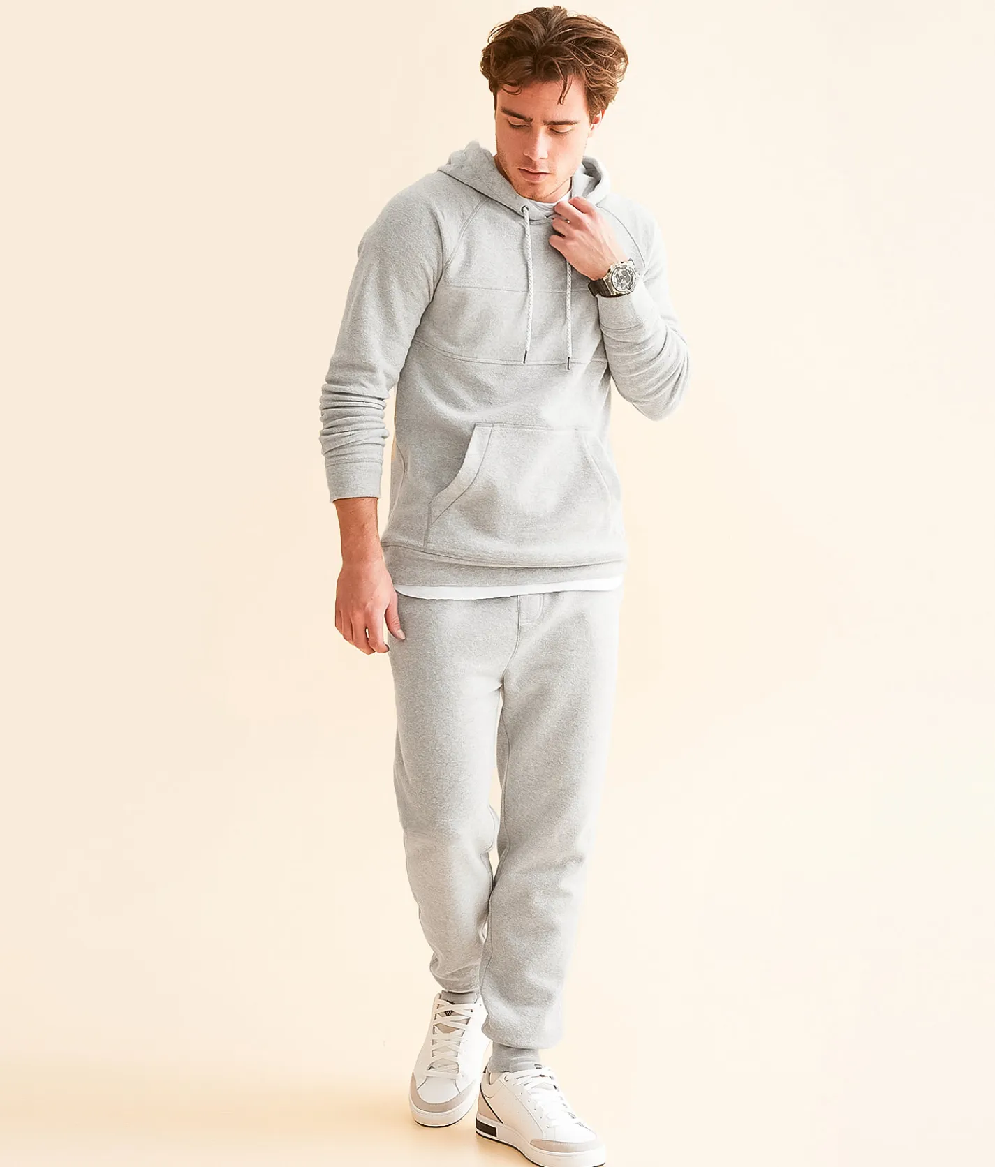 Bottoms | BKE Osage Terry Cloth Jogger Grey Heather