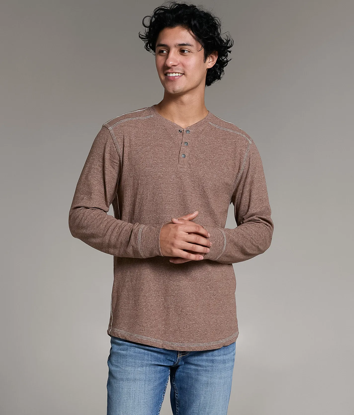 Tops | BKE Ottoman Snap Henley Brunette