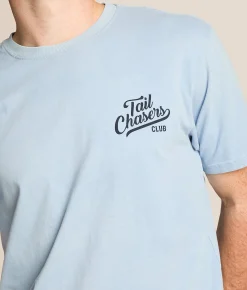 Tops|Graphic T-Shirts | Tail Chasers Club Outdoor Hunt T-Shirt Chambray Pigment Dye
