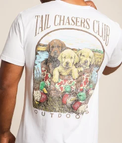 Tops|Graphic T-Shirts | Tail Chasers Club Outdoor Puppies T-Shirt White