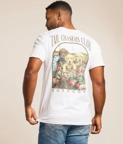 Tops|Graphic T-Shirts | Tail Chasers Club Outdoor Puppies T-Shirt White