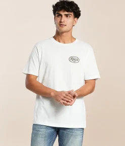 Tops|Graphic T-Shirts | RVCA Oval Script T-Shirt Antique White