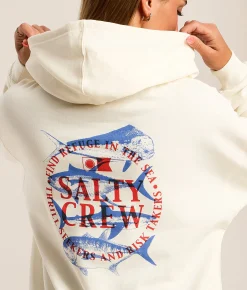 Salty Crew Overlay Hooded Sweatshirt Off White Online