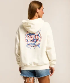 Salty Crew Overlay Hooded Sweatshirt Off White Online