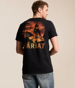 Tops|Graphic T-Shirts | Ariat Overlook Hombre T-Shirt Black