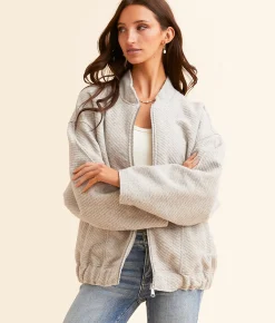 Tops|Coats & Jackets | Open SZN Oversized Bomber Jacket Cream