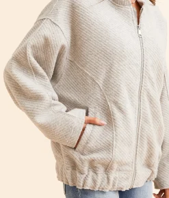 Tops|Coats & Jackets | Open SZN Oversized Bomber Jacket Cream