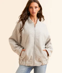 Tops|Coats & Jackets | Open SZN Oversized Bomber Jacket Cream