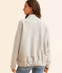Tops|Coats & Jackets | Open SZN Oversized Bomber Jacket Cream