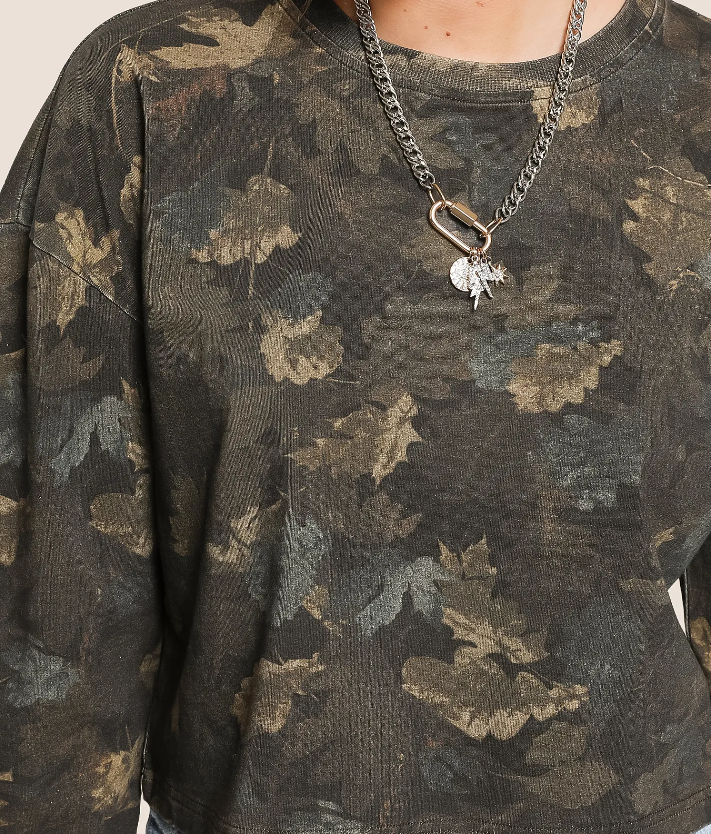 Gilded Intent Oversized Boxy Camo T-Shirt Dark Brown Camo Clearance
