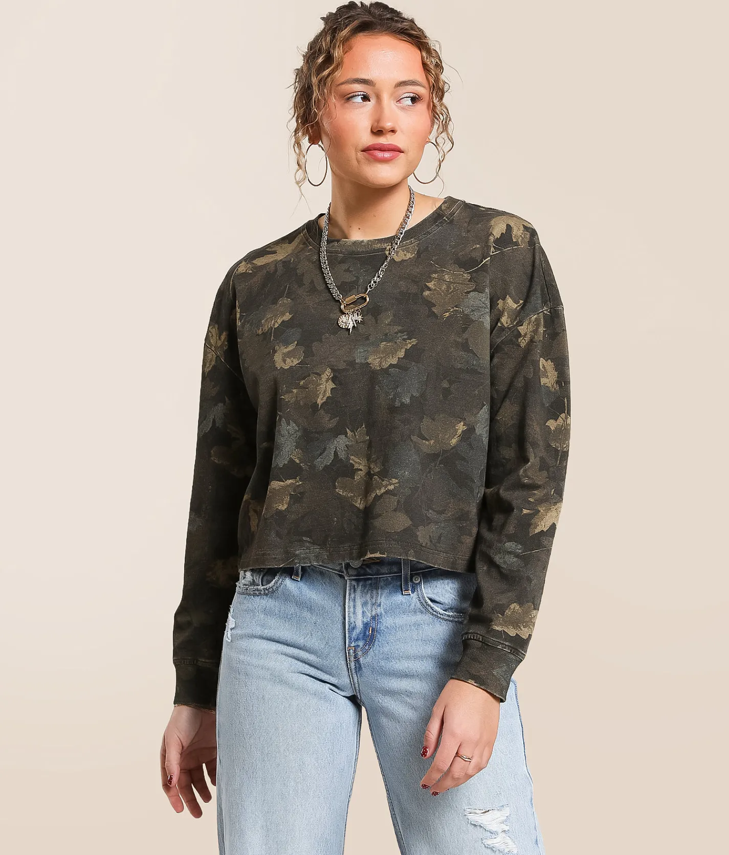Gilded Intent Oversized Boxy Camo T-Shirt Dark Brown Camo Clearance