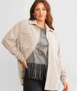 Coats & Jackets | BKE Oversized Corduroy Shacket Taupe