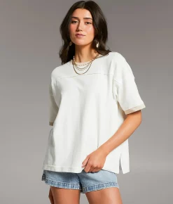 Tops | BKE Oversized Crew Neck T-Shirt Cream