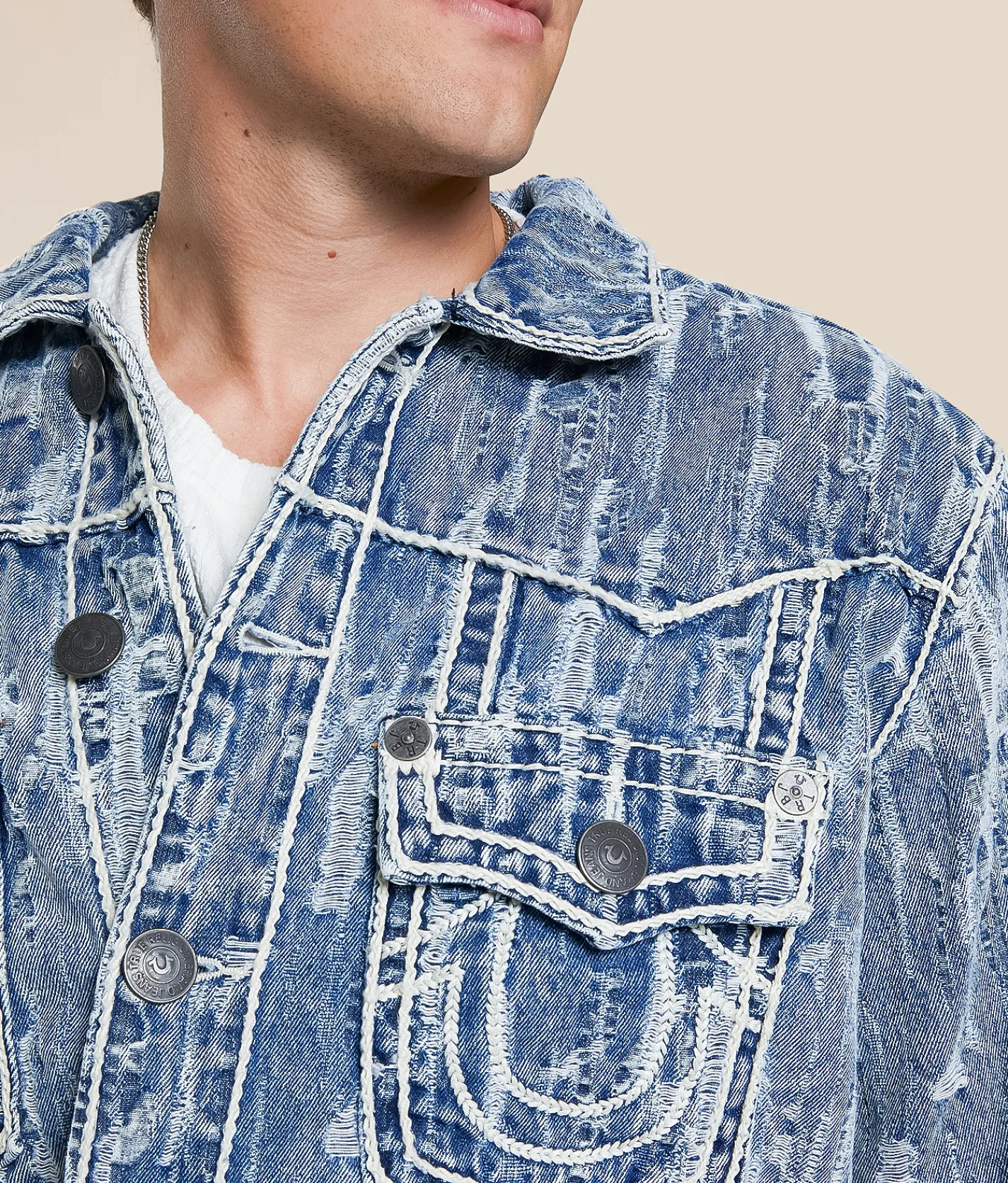 Tops|Coats & Jackets | True Religion Oversized Denim Jacket City Lights Light