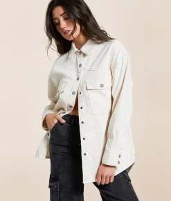 HIDDEN Oversized Denim Jacket Ecru Discount
