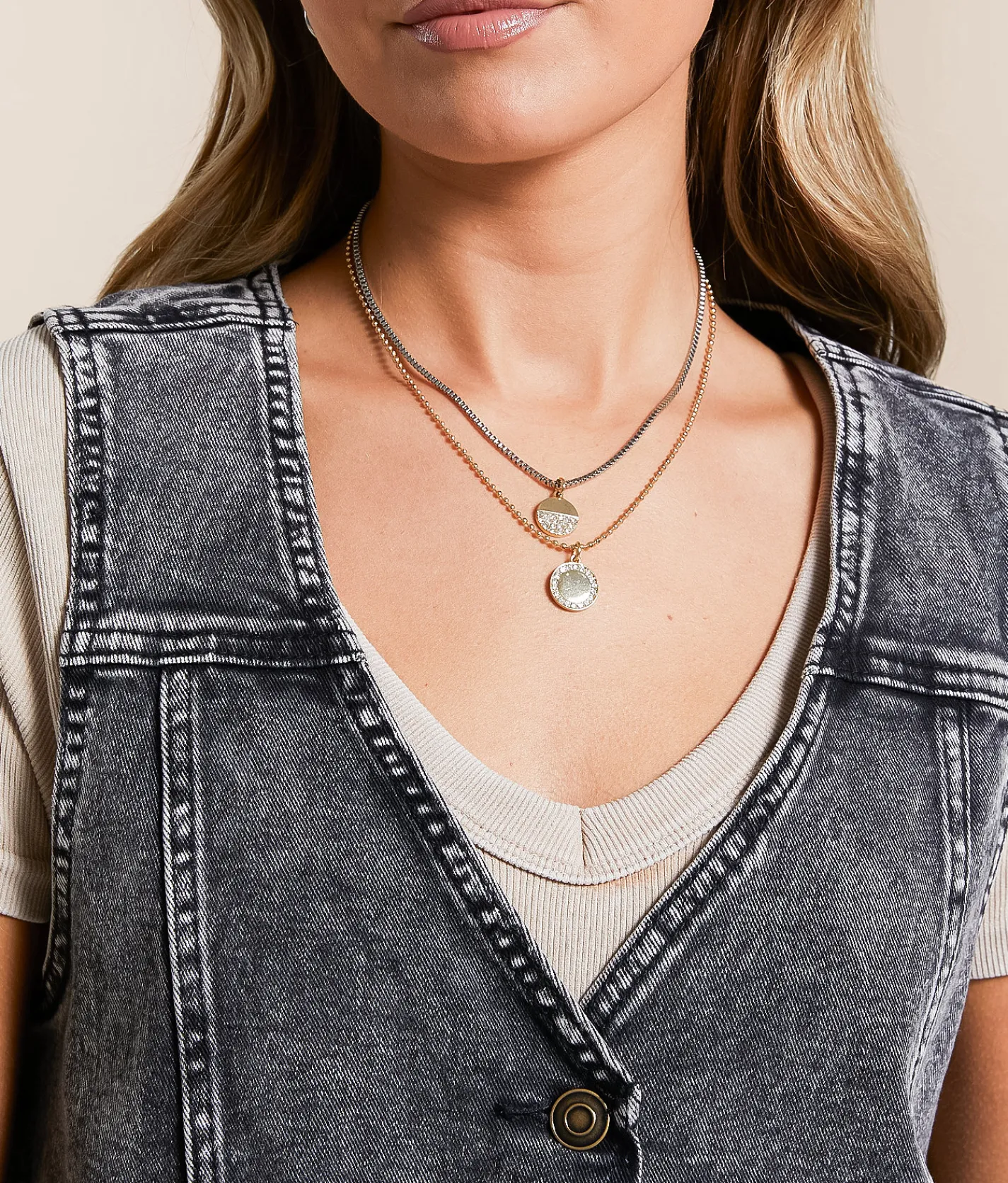 Tops|Coats & Jackets | Willow & Root Oversized Denim Vest Washed Black