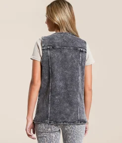 Tops|Coats & Jackets | Willow & Root Oversized Denim Vest Washed Black