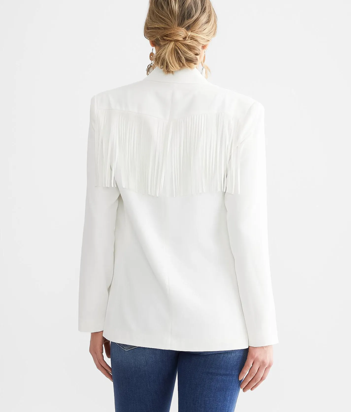 GeeGee Clothing Oversized Fringe Blazer Off White Discount