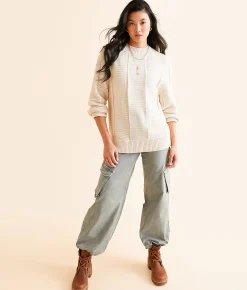 Gilded Intent Oversized Knit Checkered Sweater Washed Birch Hot